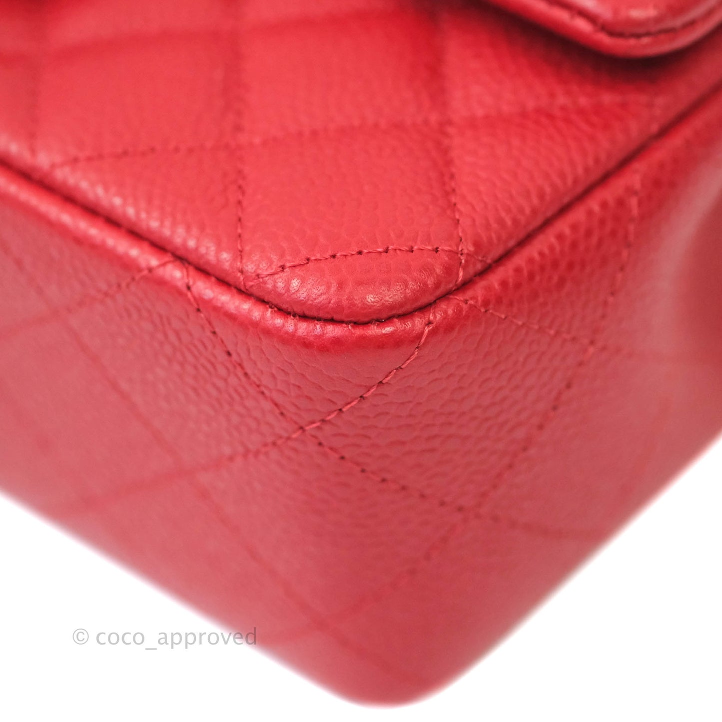 Chanel Classic Quilted Mini Rectangular Flap Red Caviar Silver Hardware