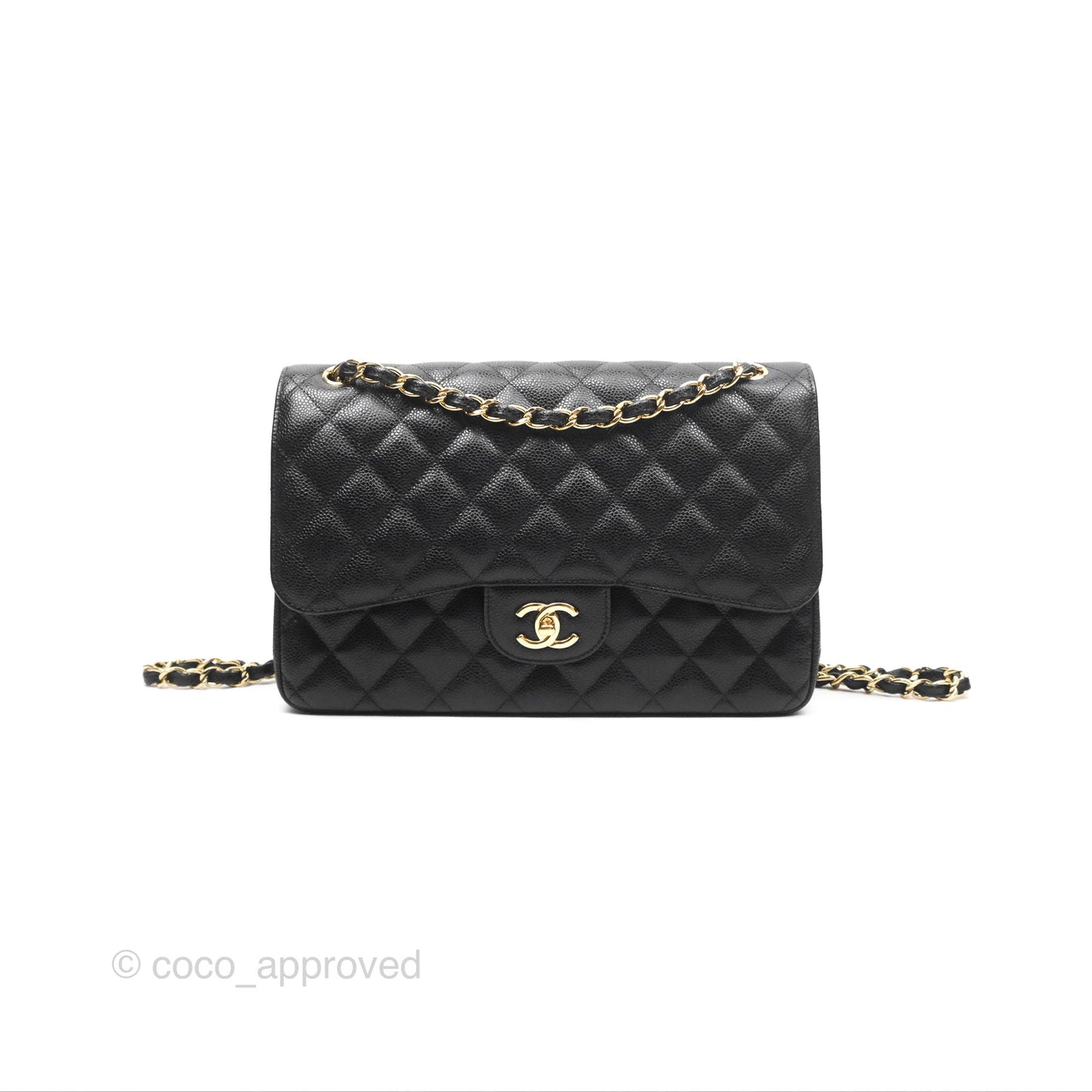 Chanel Jumbo Double Flap Black Caviar Gold Hardware⁣⁣