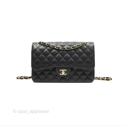 Chanel Jumbo Double Flap Black Caviar Gold Hardware⁣⁣