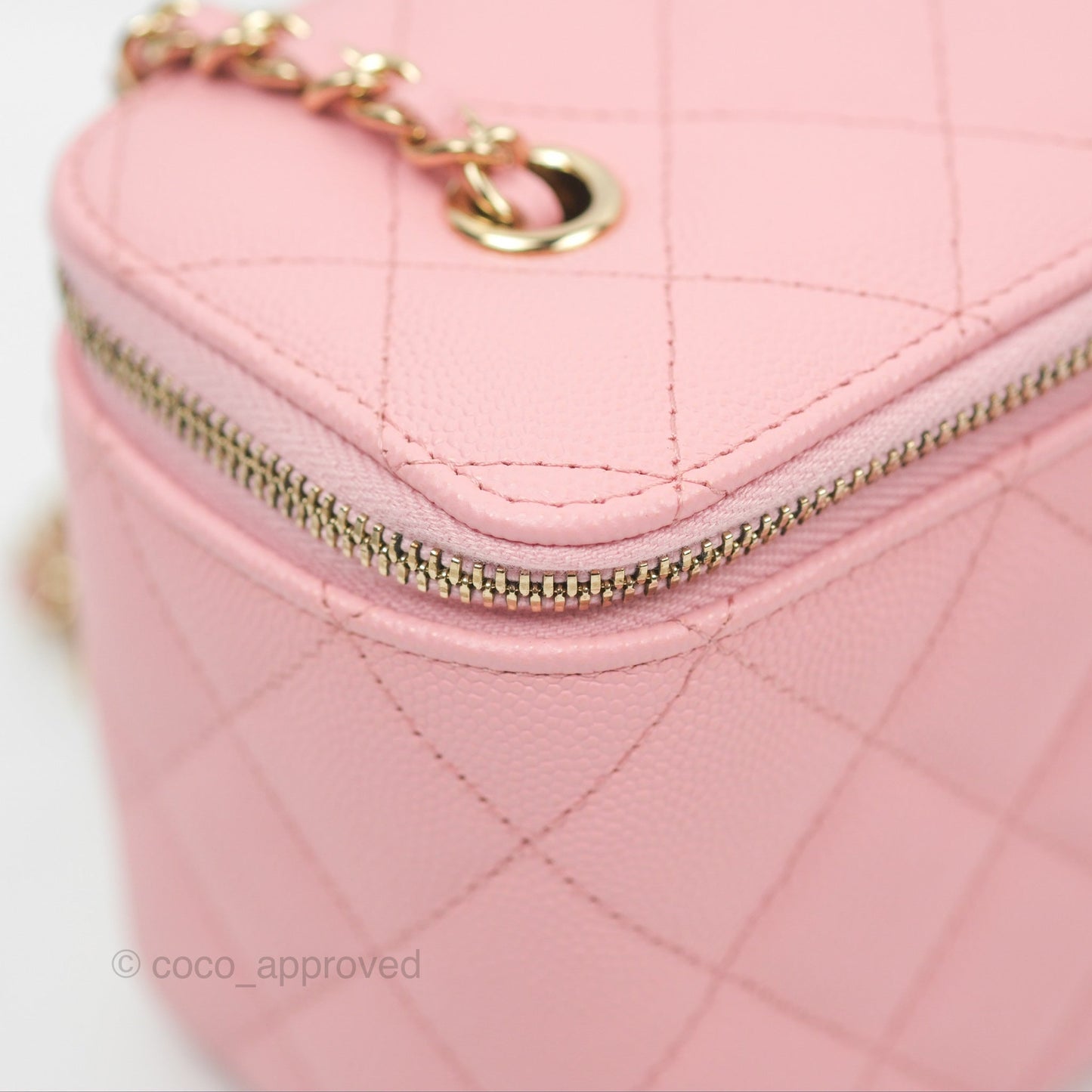 Chanel Classic Vanity With Chain Pink Caviar Gold Hardware