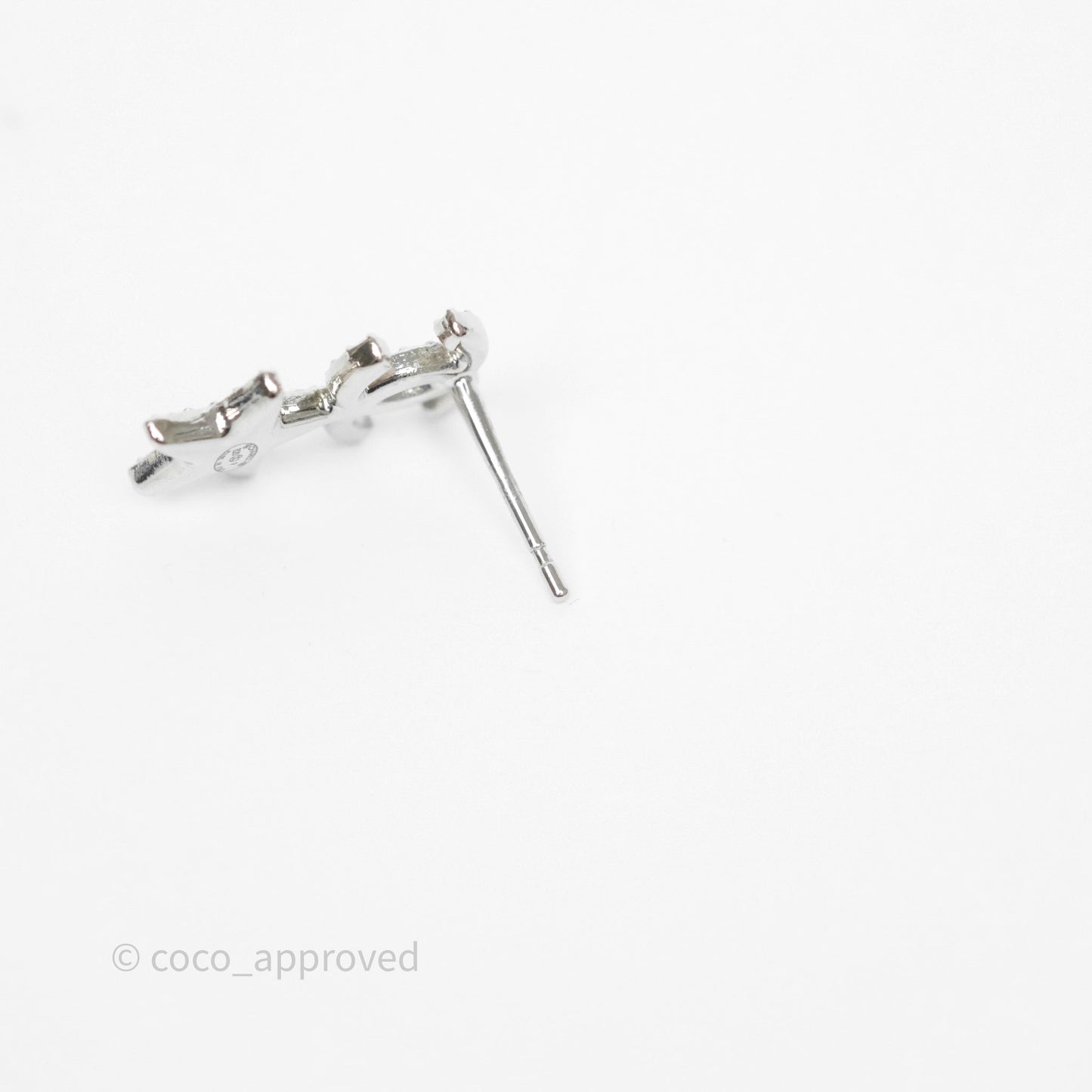 Chanel Crystal CC Star Earrings Silver Tone 20P