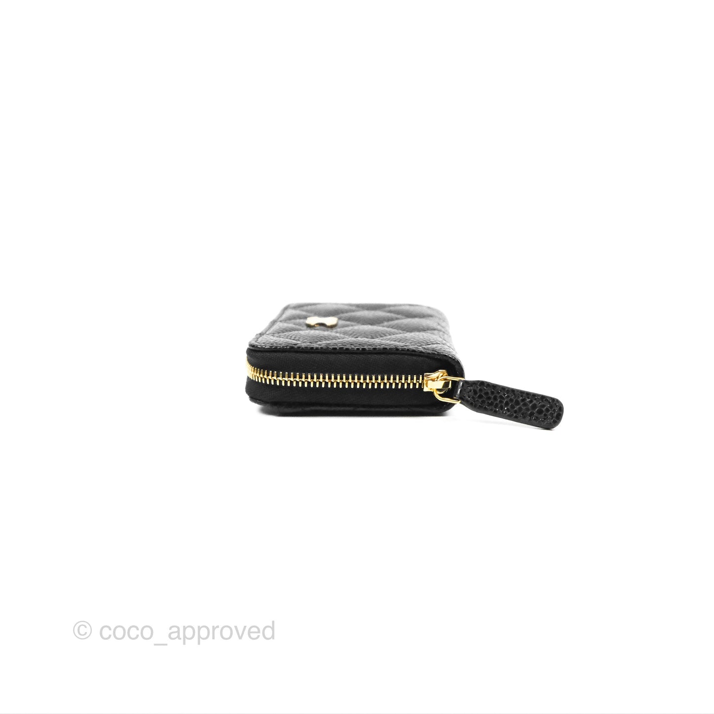 Chanel Classic Zipped Coin Purse Black Caviar Gold Hardware