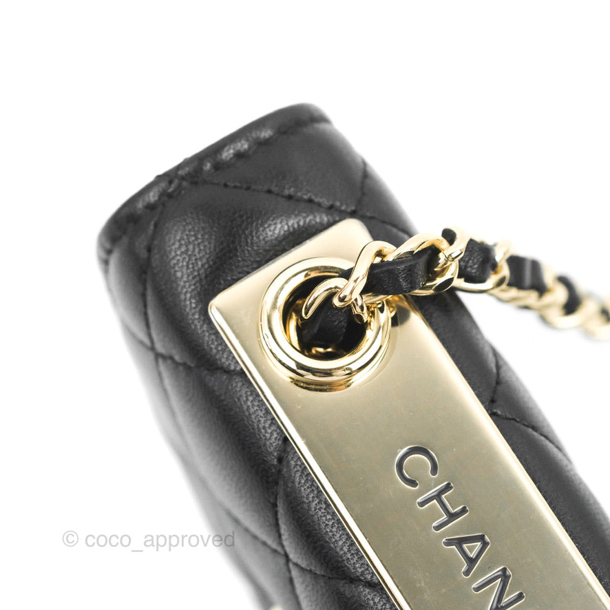 Chanel Mini Quilted Trendy CC Card Holder With Chain Black Lambskin Gold Hardware