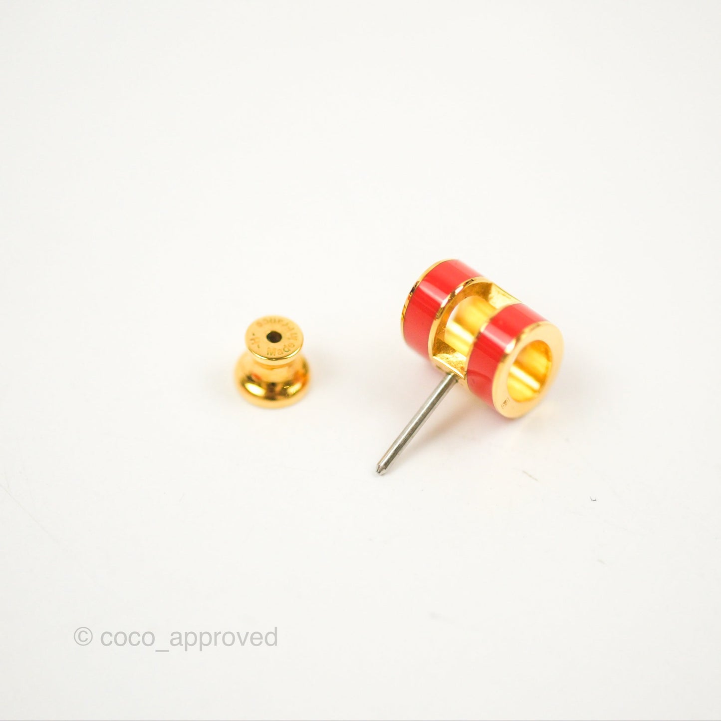 Hermès Pop H Earrings Red Gold Hardware