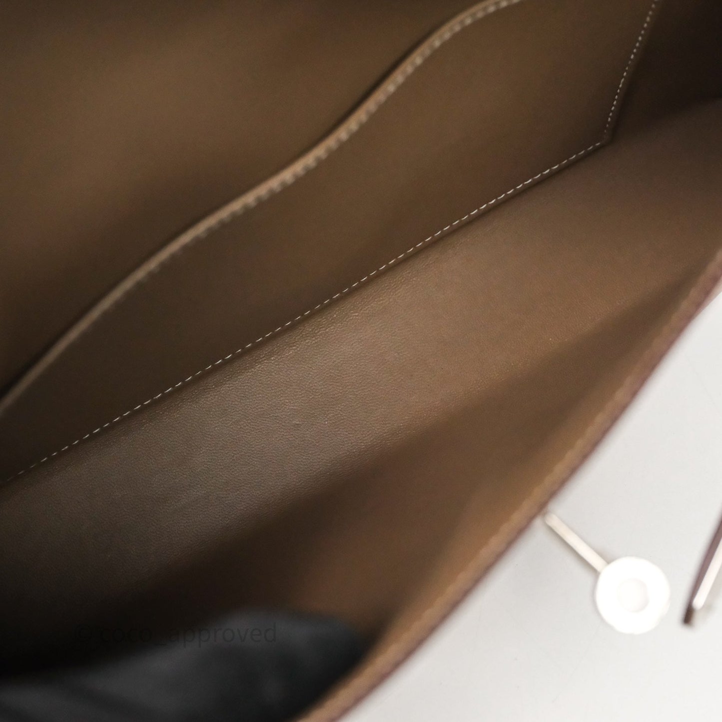 Hermes Kelly Elan Etoupe Madame Palladium Hardware