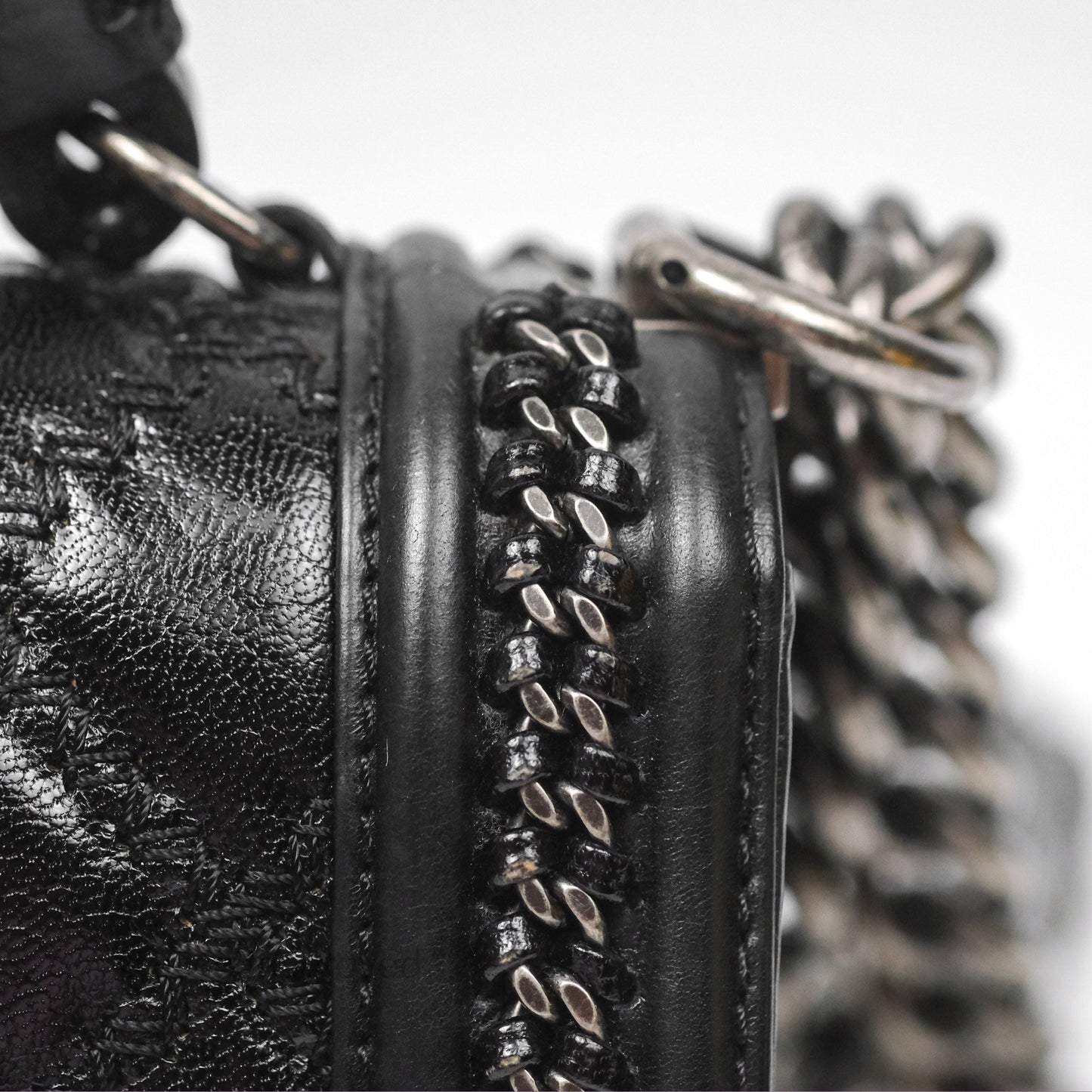 Chanel Small Chain Around Top Handle Boy Black Calfskin Ruthenium Hardware