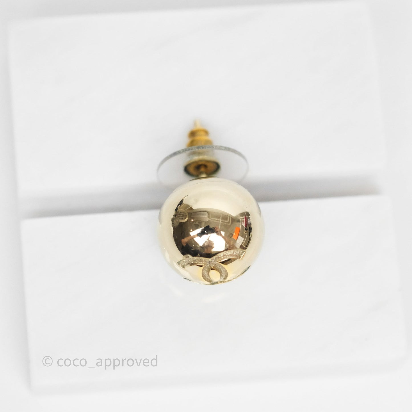Chanel CC Sphere Earrings Gold Tone 21S