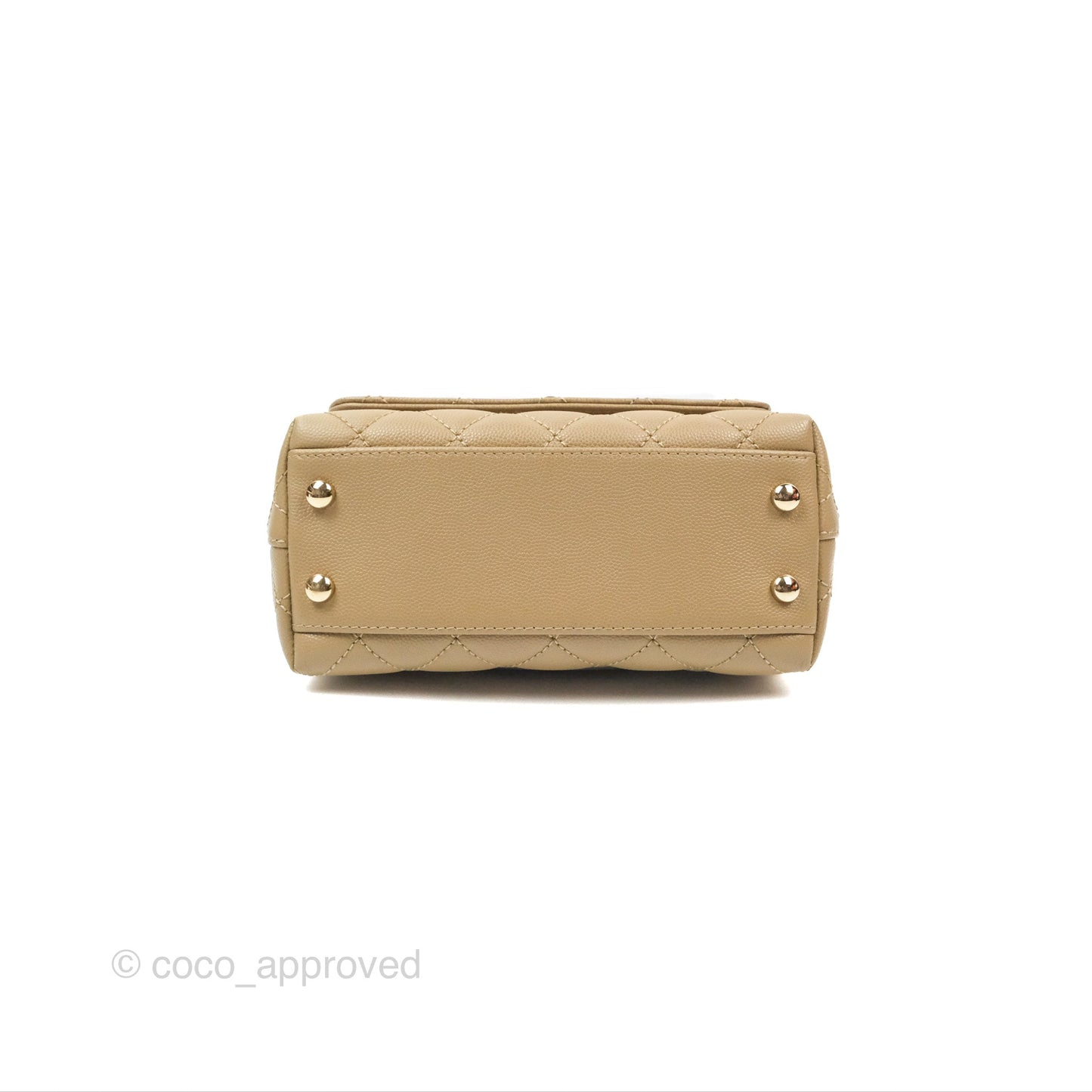 Chanel Mini Coco Handle Quilted Dark Beige Caviar Gold Hardware