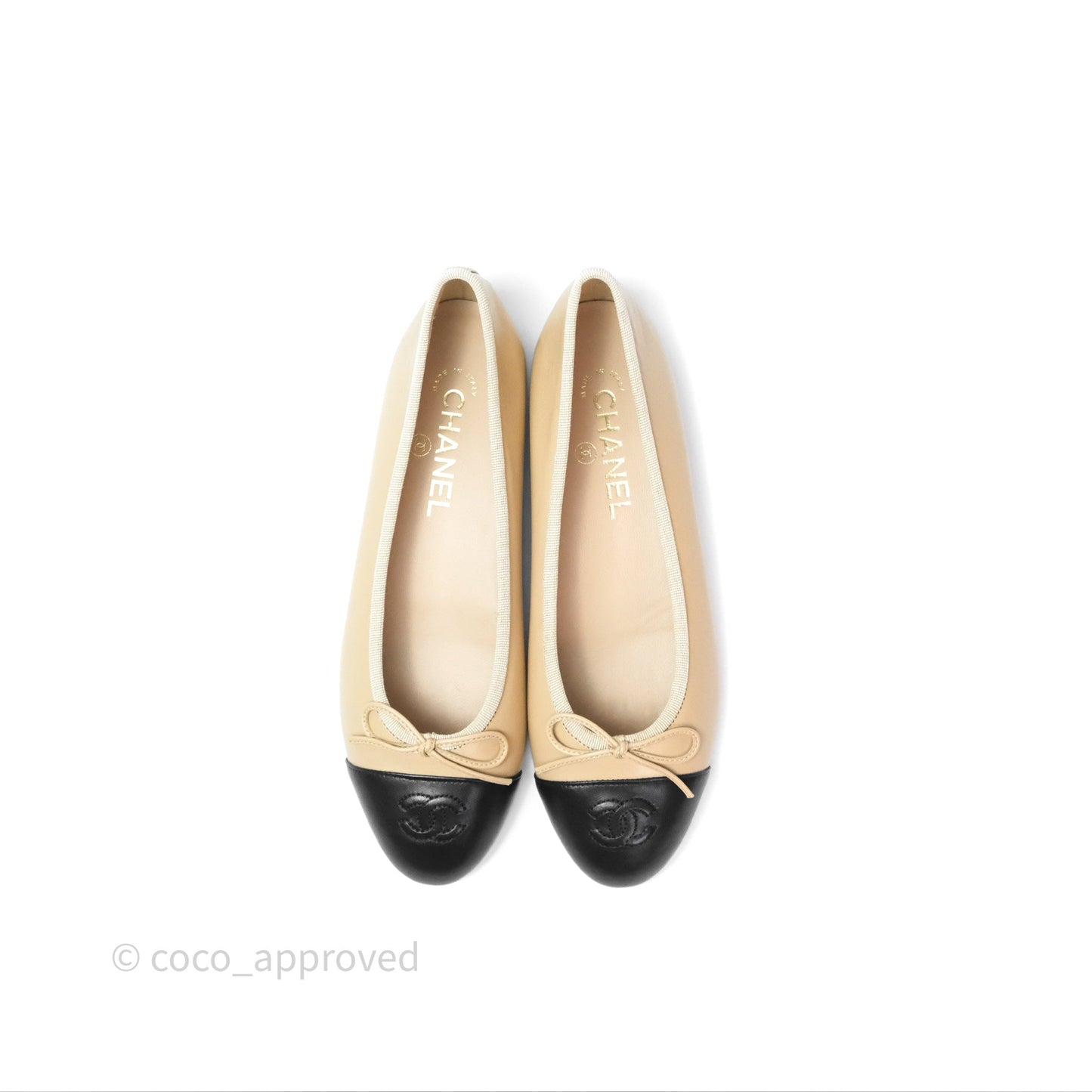 Chanel Ballerina Flats Black/Beige Size 38