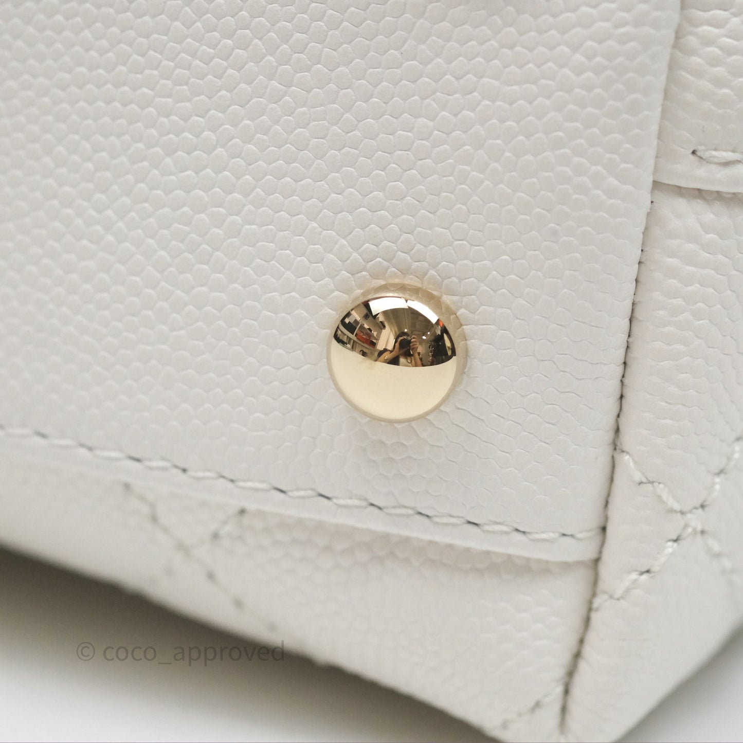 Chanel Small Coco Handle Quilted White Caviar Gold Hardware