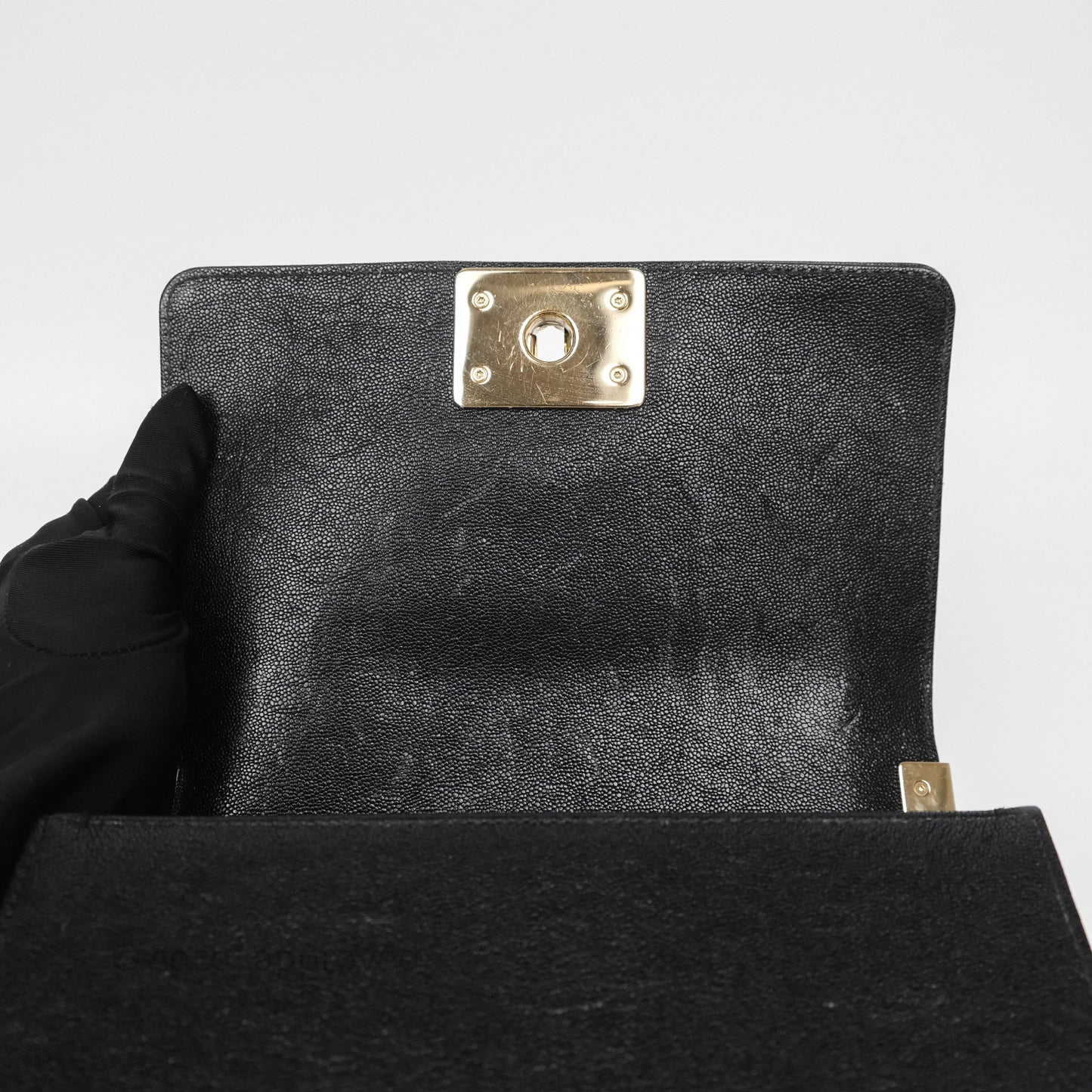 Chanel Small Boy Chevron Black Caviar Gold Hardware