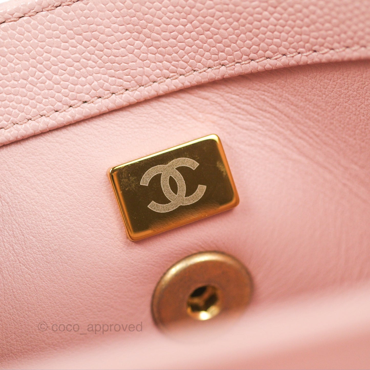 Chanel Carry Me Top Handle Flap Bag Pink Caviar Aged Gold Hardware 23S