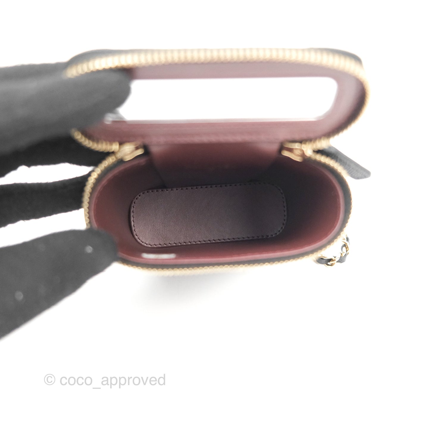 Chanel Classic Mini Vanity With Chain Black Caviar Gold Hardware