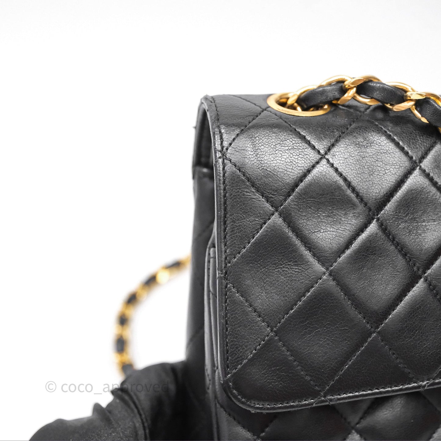 Chanel Classic Vintage Double Flap M/L Black Lambskin Gold Hardware