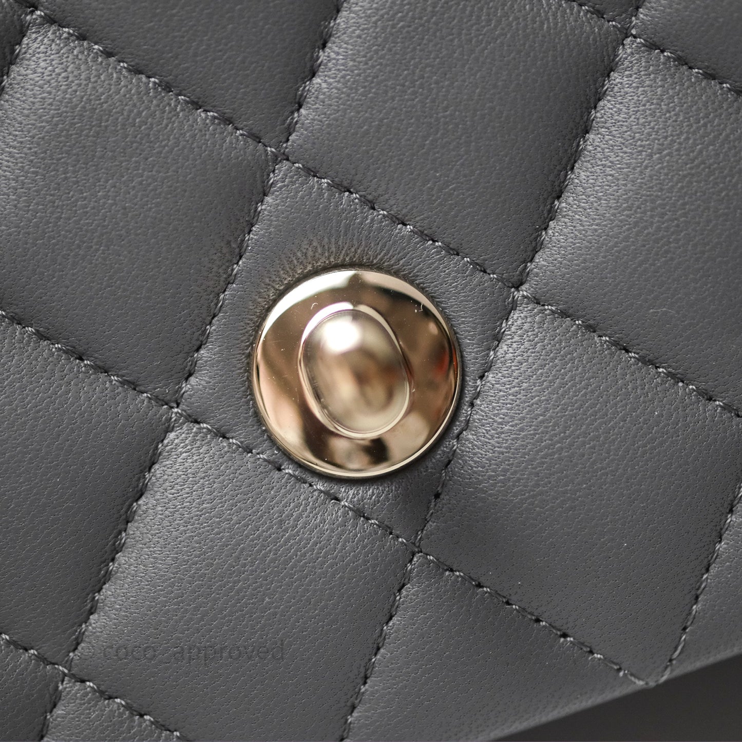 Chanel Top Handle Mini Rectangular Flap Grey Lambskin Gold Hardware