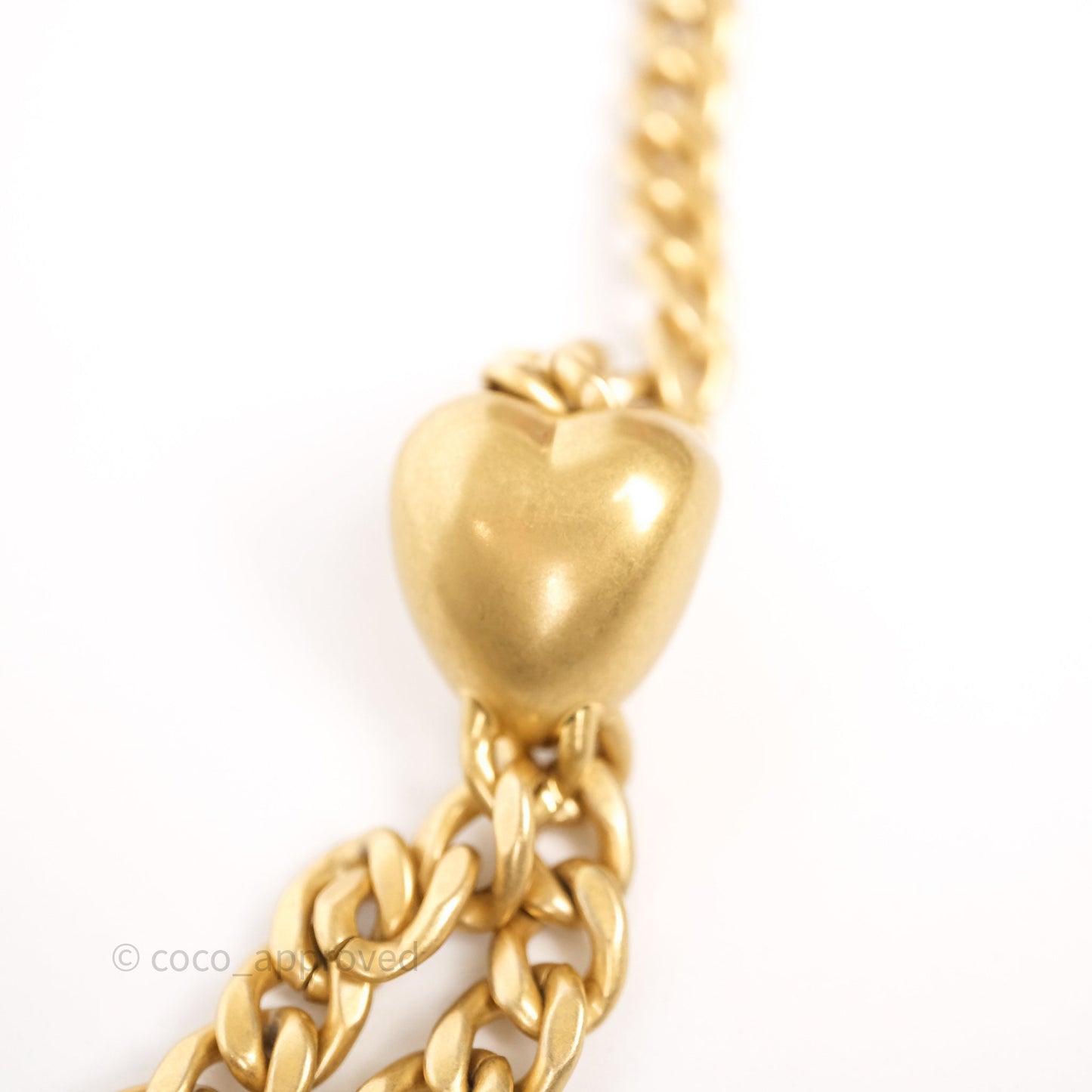 Chanel Mini Flap Bag Heart Adjustable Chain Black Caviar Aged Gold Hardware