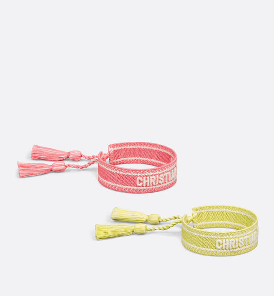 Luxury Dioriviera Christian Luxury Dior Bracelet Set Candy Pink And Lemon Yellow Cotton