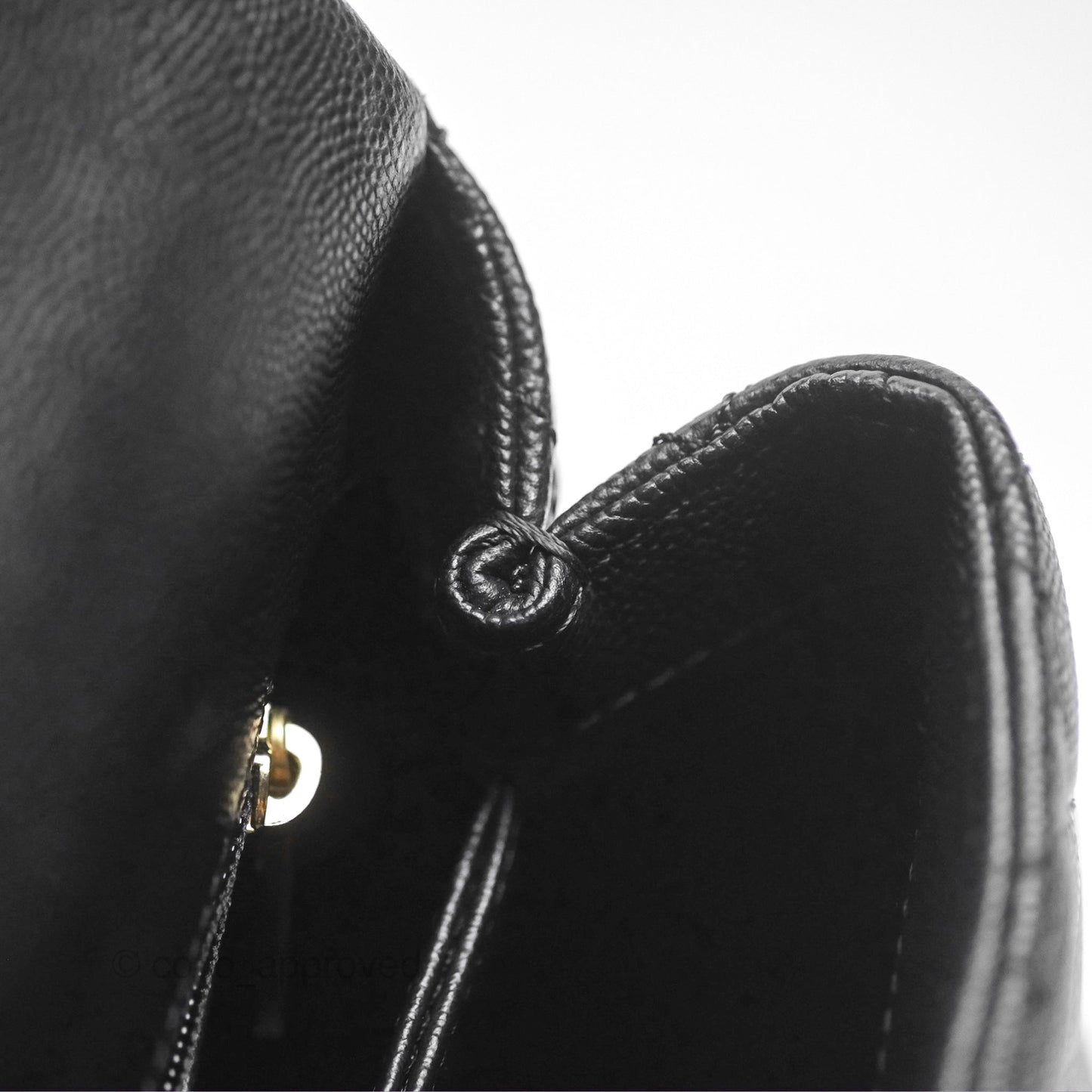 Chanel Small Coco Handle Quilted Black Caviar Aged Gold Hardware Lizard Handle