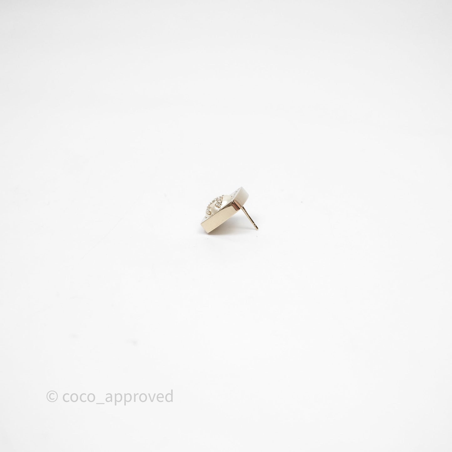 Chanel Crystal CC Pearl Square Earrings Gold Tone 23S
