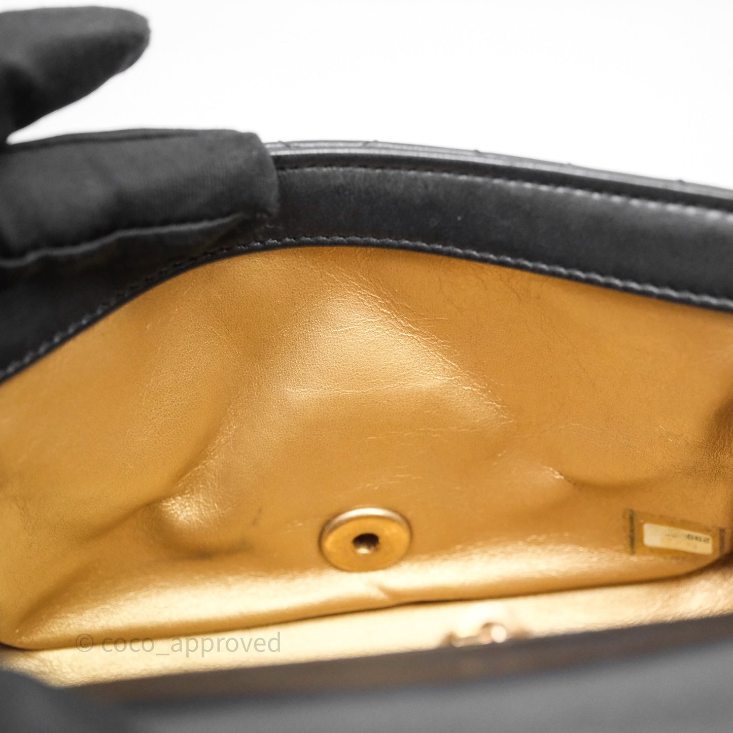 Chanel Pearl Crush Mini Square Quilted Black Lambskin Aged Gold Hardware