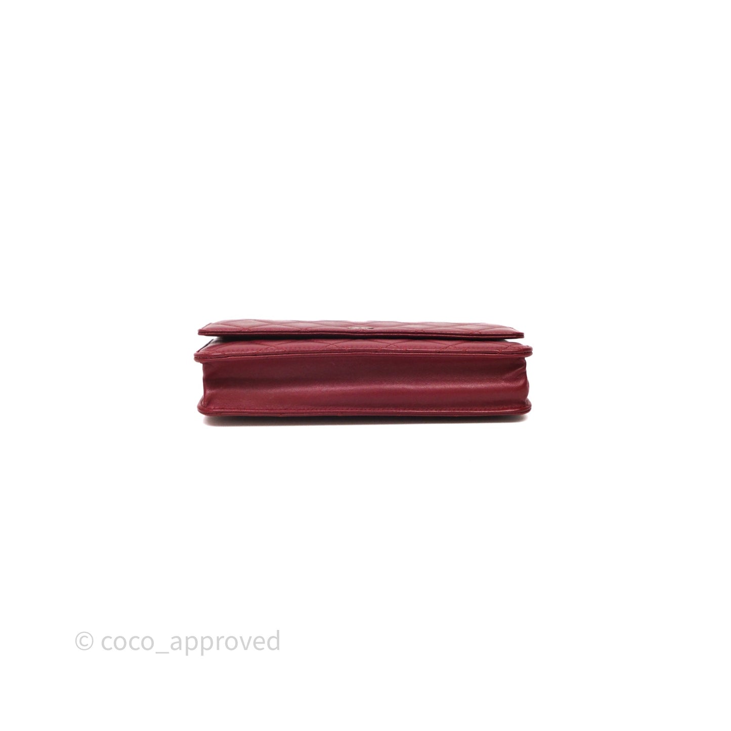 Chanel Quilted Wallet on Chain WOC Red Lambskin Silver Hardware