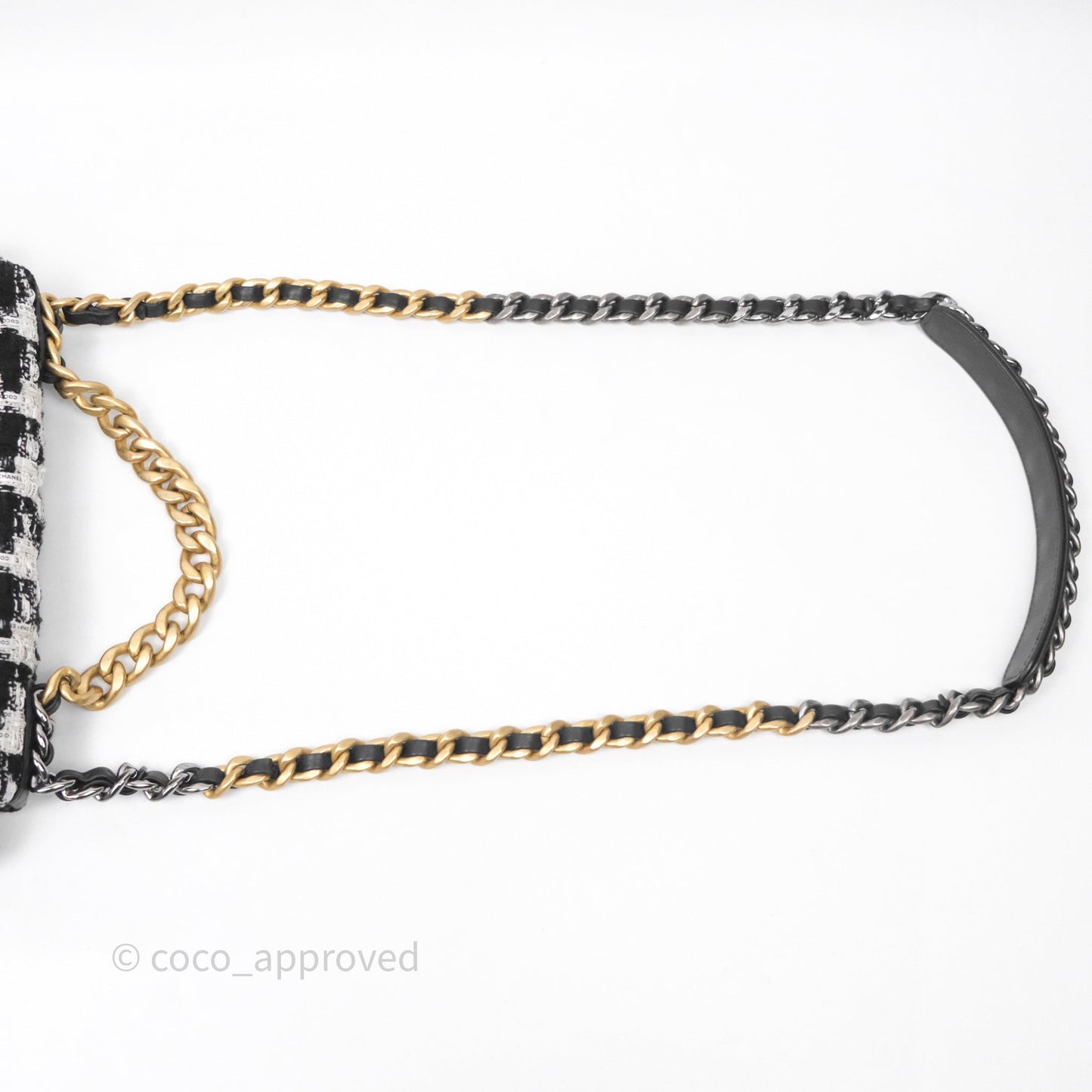 Chanel 19 Small Tweed Houndstooth Black & White Mixed Hardware