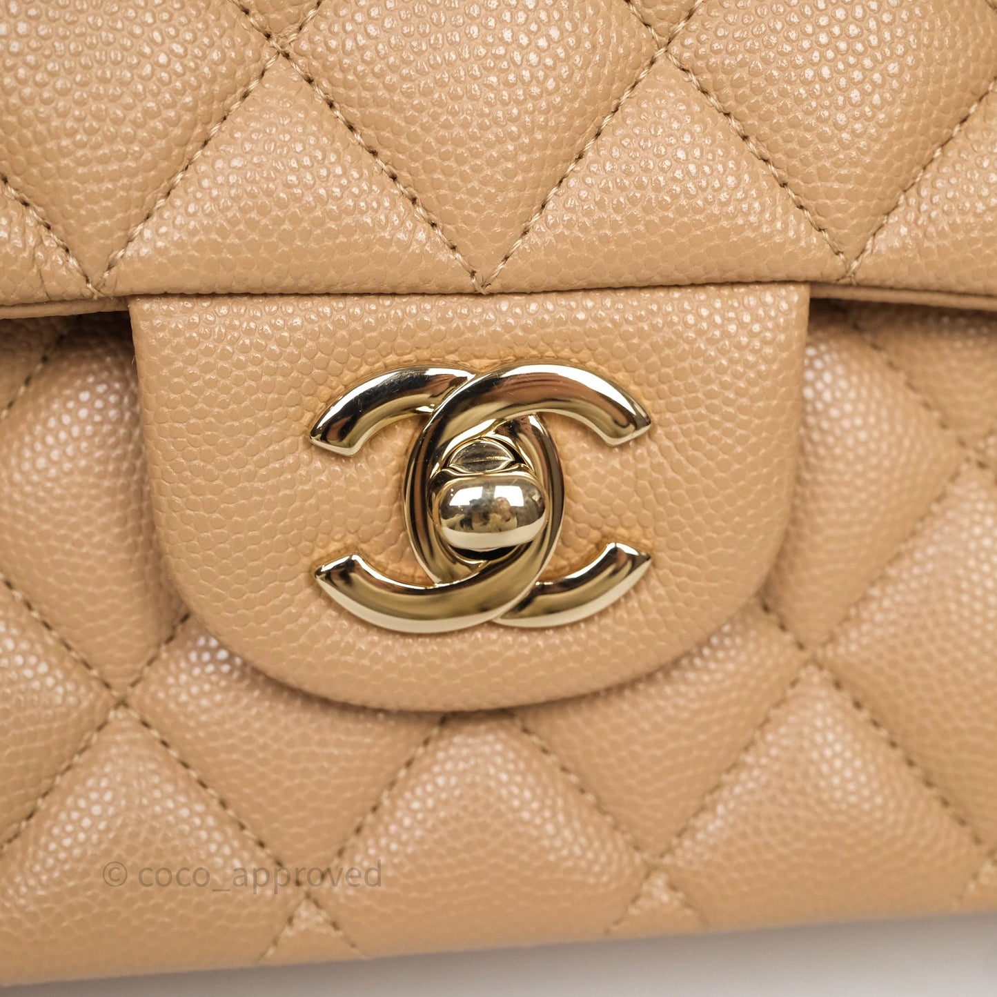 Chanel Classic M/L Medium Flap Quilted Dark Beige Caviar Gold Hardware