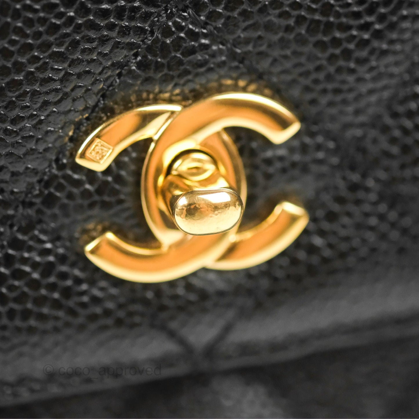 Chanel Vintage Kelly Quilted Flap Black Caviar 24K Gold Hardware