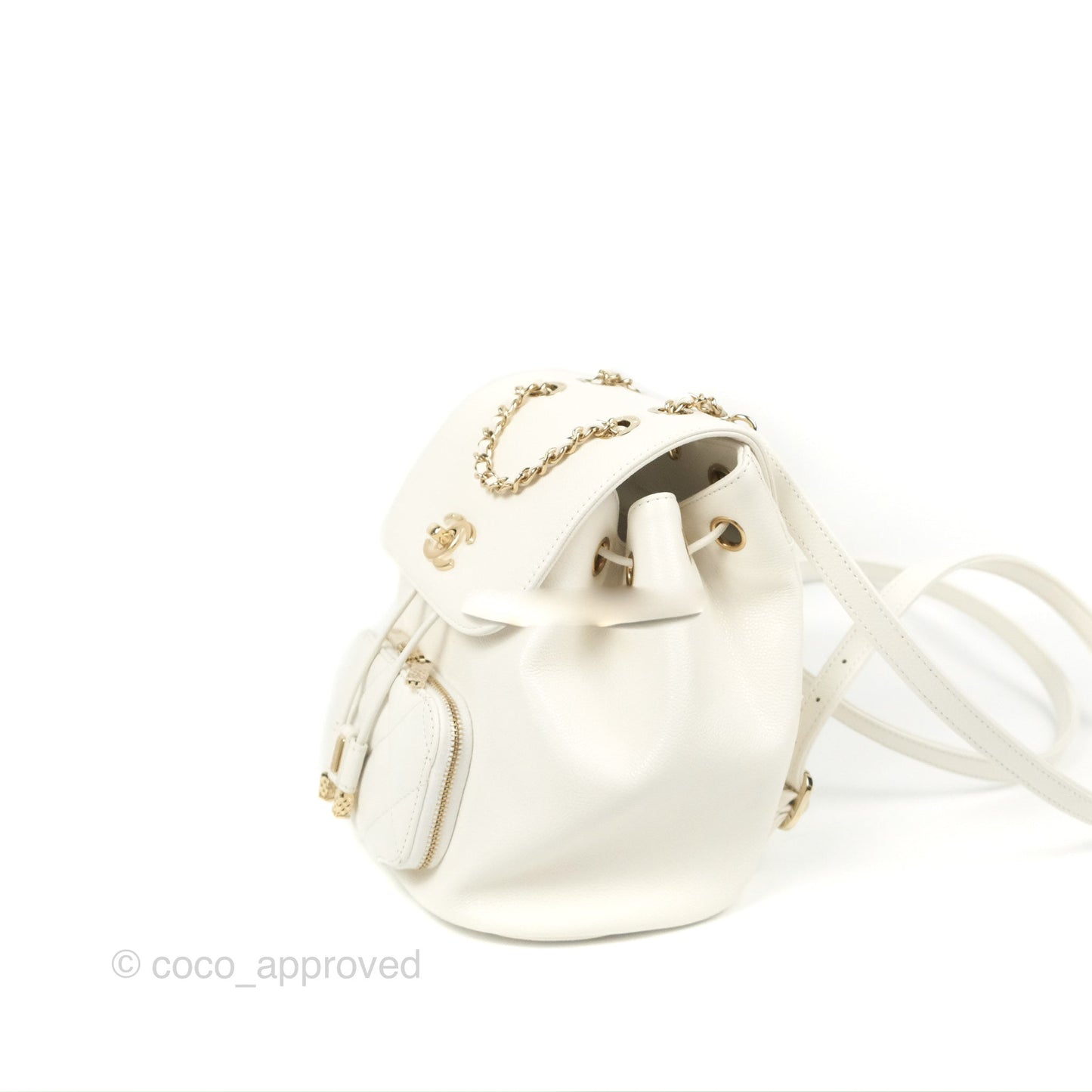 Chanel Mini Business Affinity Backpack White Caviar Gold Hardware 22B