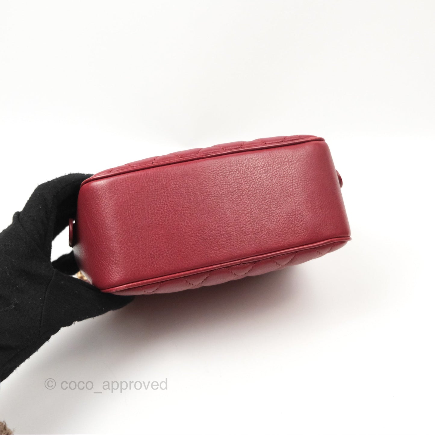 Chanel Quilted CC Small Vanity Case Dark Red Calfskin