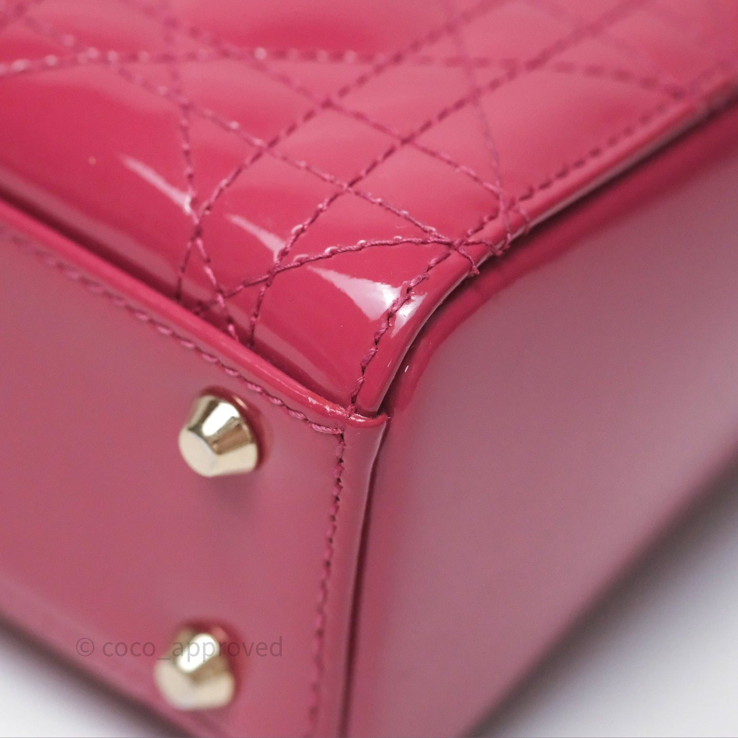 Christian Dior Mini Lady Dior Dusty Pink Patent Cannage Calfskin Gold Hardware