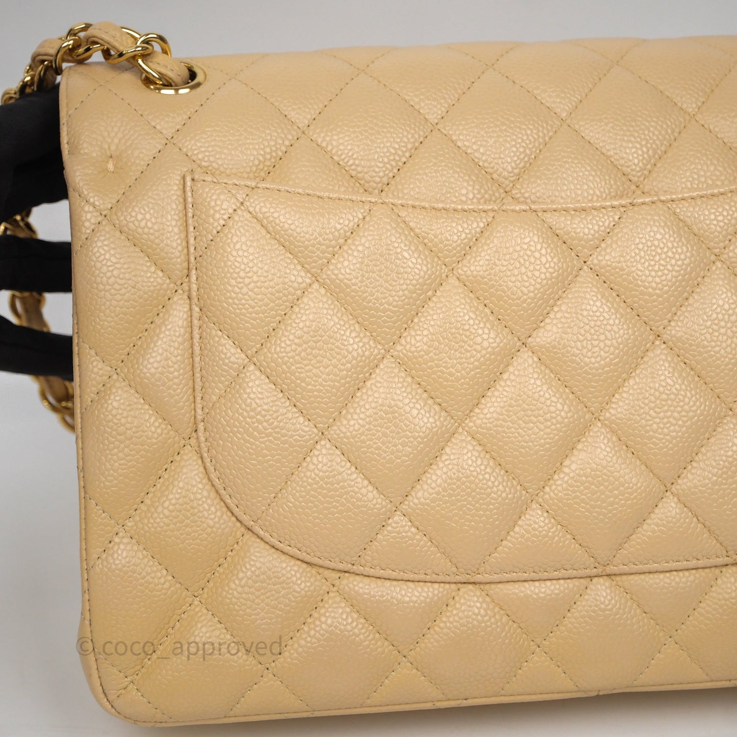 Chanel Jumbo Double Flap Beige Caviar Gold Hardware⁣⁣