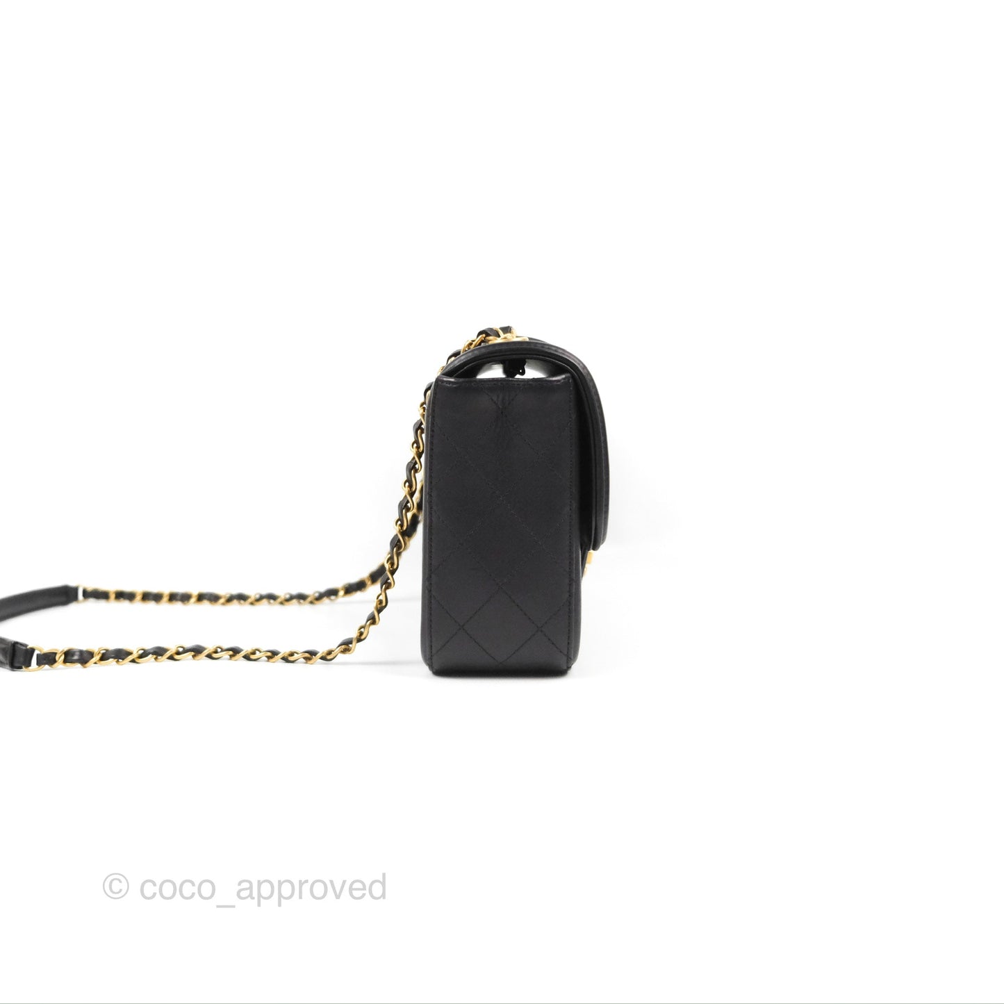 Chanel Quilted Medium Elegant CC Flap Black Lambskin Gold Hardware