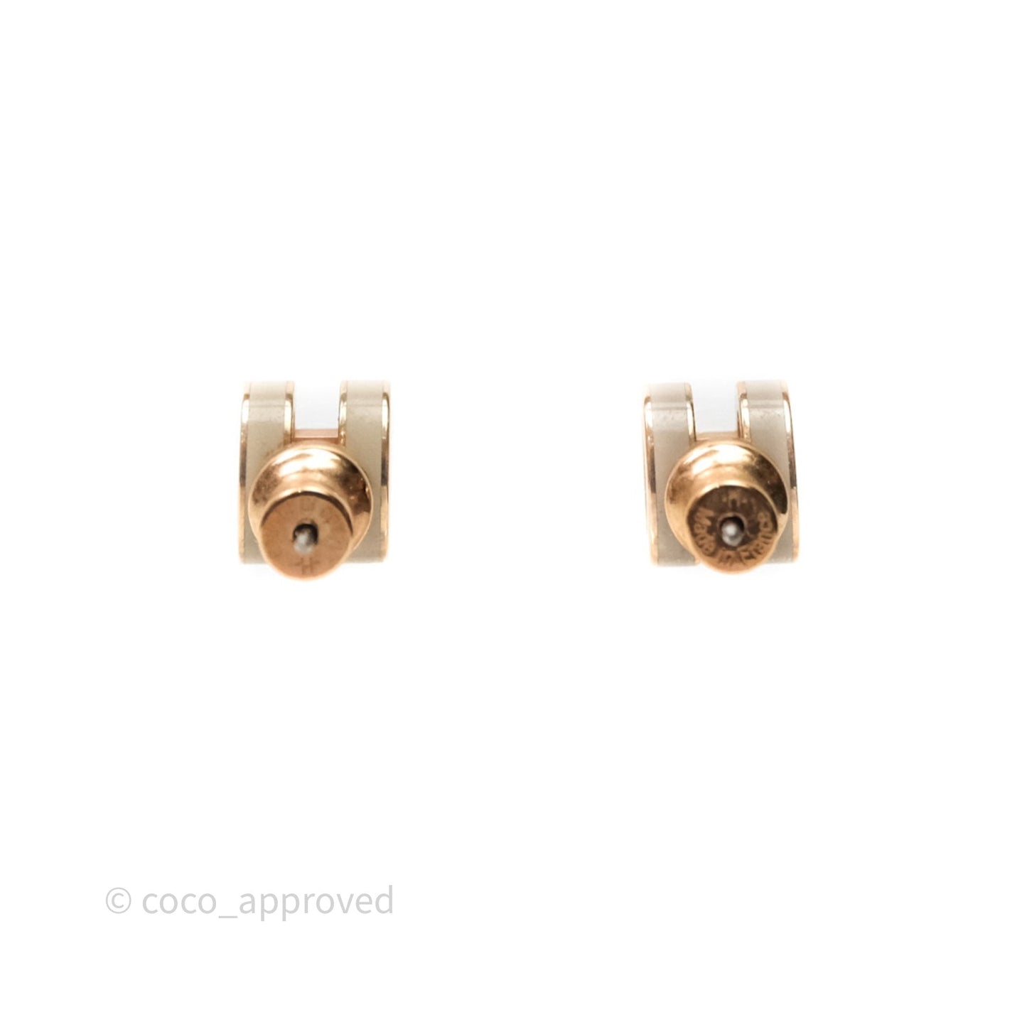 Hermès Mini Pop H Earrings Marron Glace Rose Gold