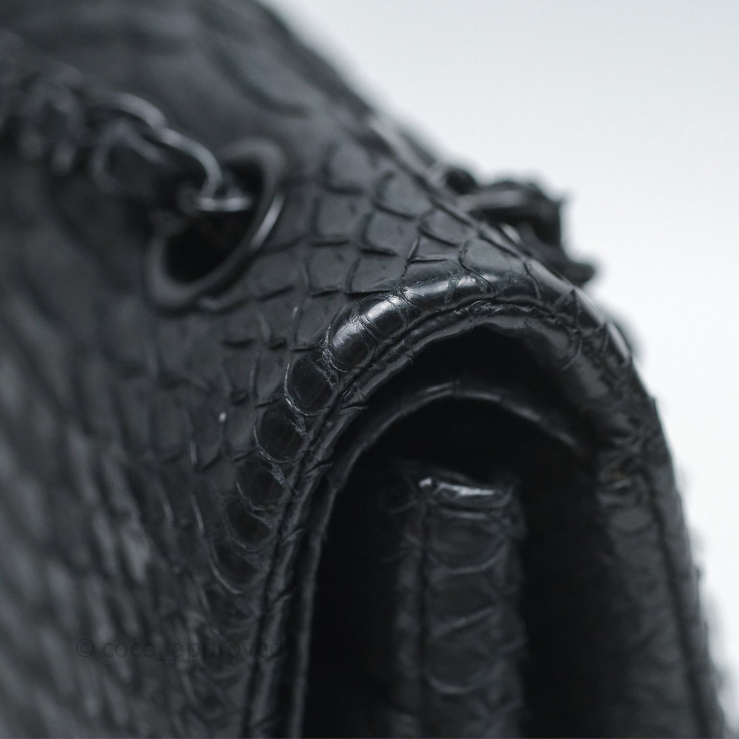 Chanel Classic M/L Medium Flap So Black Python Black Hardware