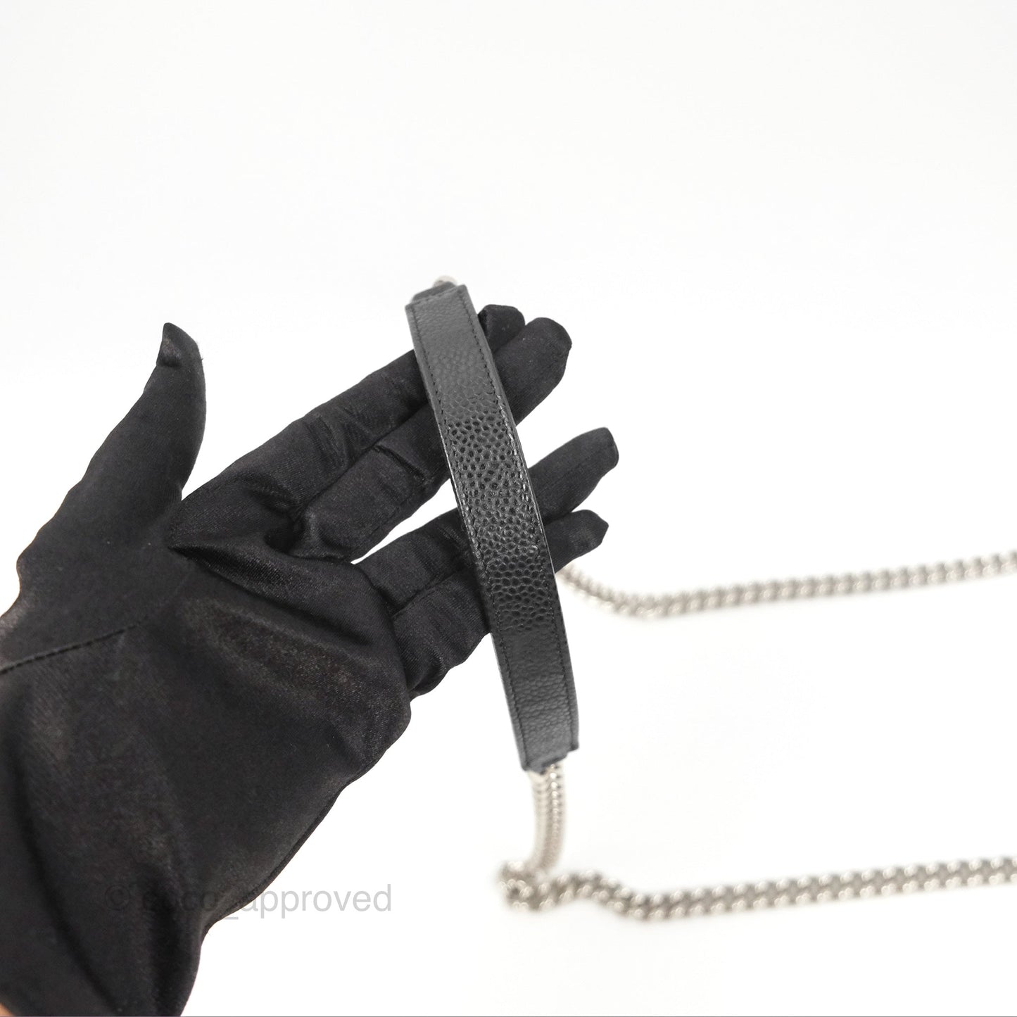 Chanel Chevron Boy Wallet on Chain WOC Black Caviar Silver Hardware