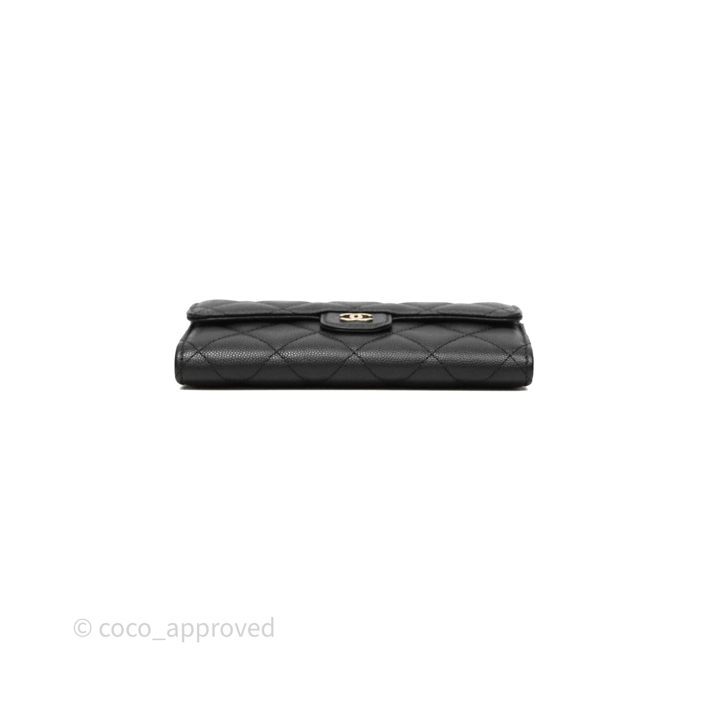 Chanel Classic Long Black Caviar Flap Wallet Silver Hardware