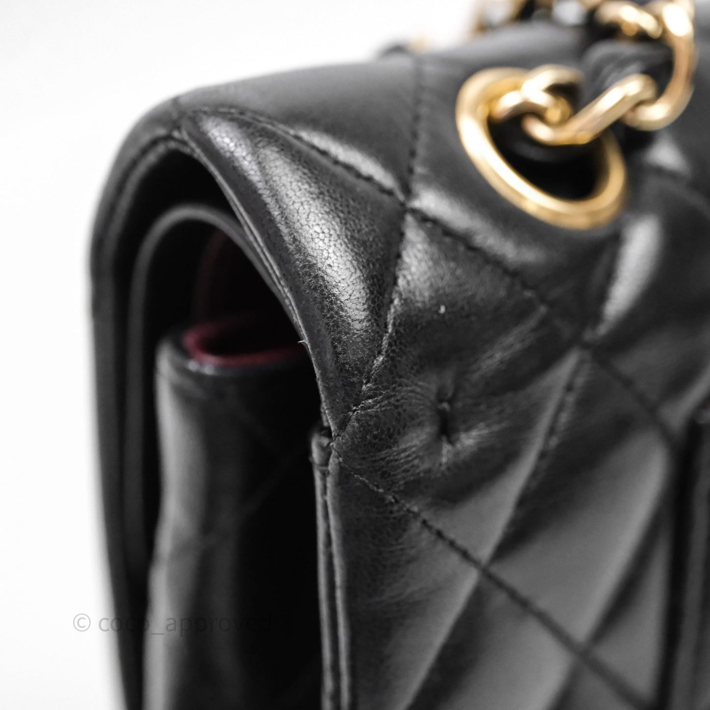 Chanel Vintage Classic M/L Medium Double Flap Black Lambskin 24K Gold Hardware