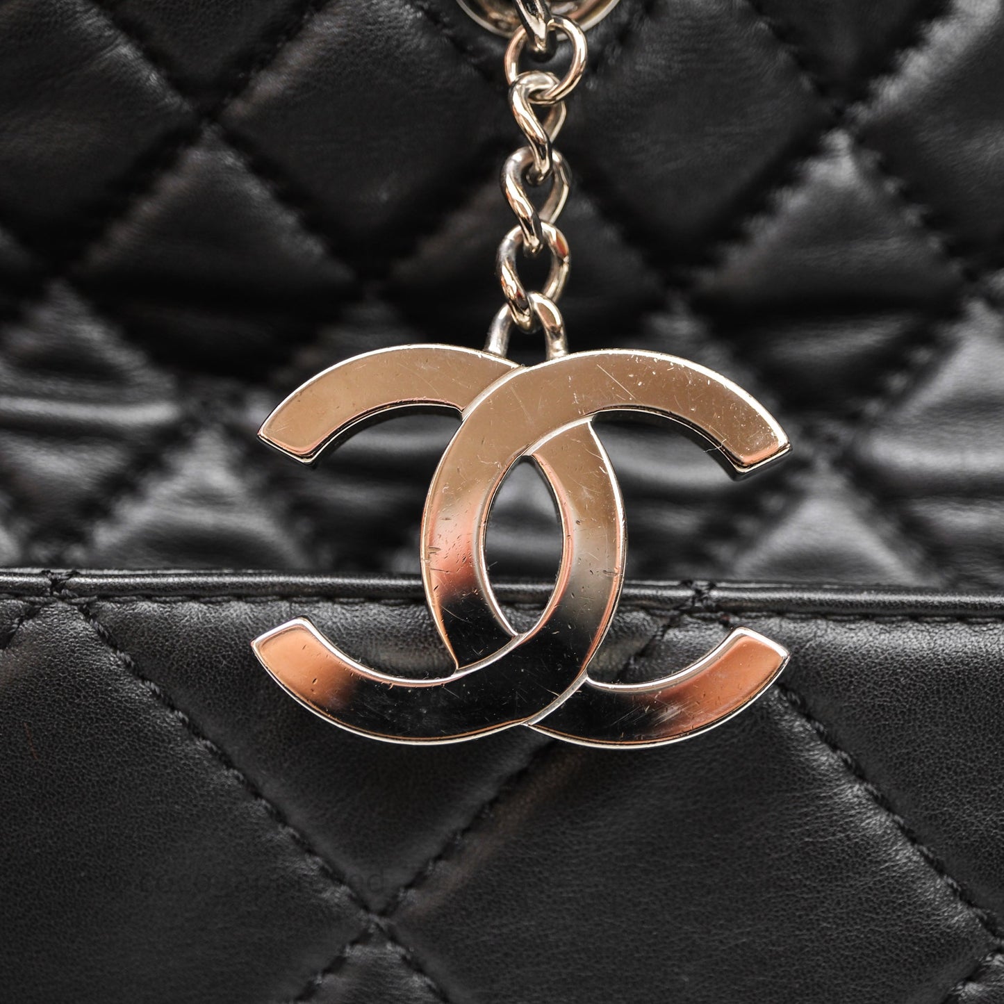 Chanel In The Business Tote Bag Black Calfskin Silver Hardware