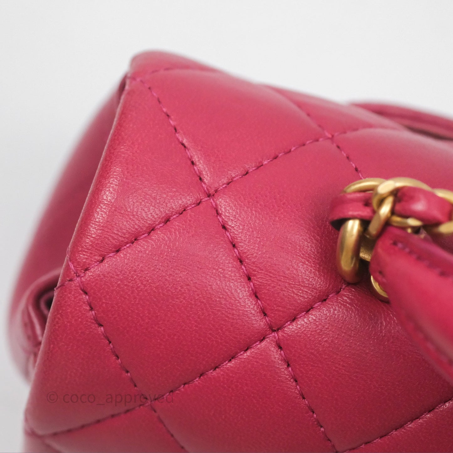 Chanel Top Handle Mini Rectangular Flap Red Lambskin Aged Gold Hardware