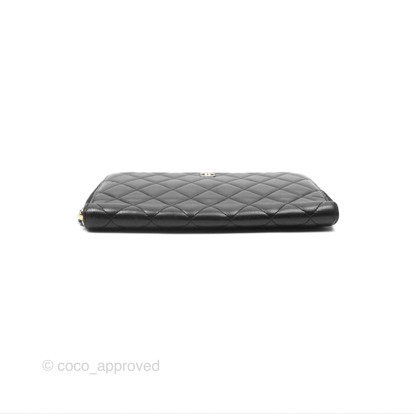 Chanel Zip Around Organiser Wallet Black Lambskin Gold Hardware