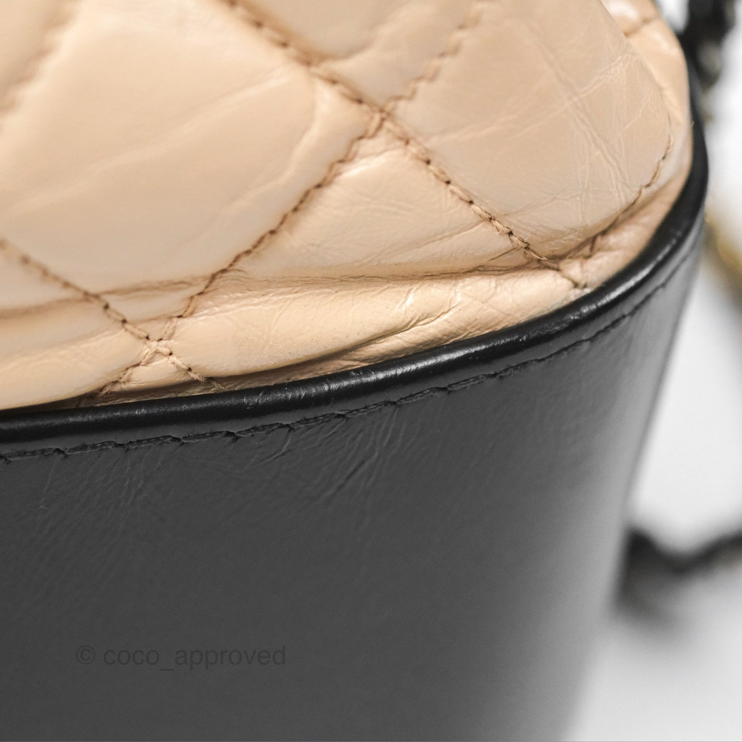 Chanel Large Gabrielle Hobo Black Beige Aged Calfskin Mixed Hardware
