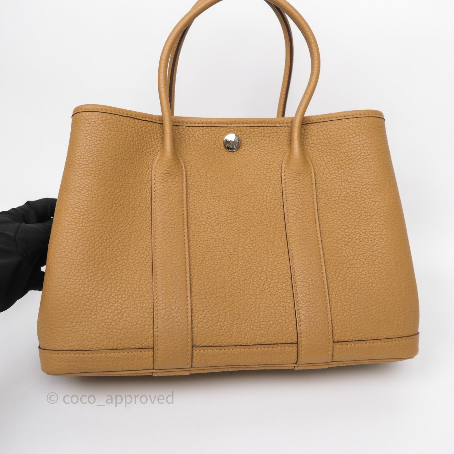 Hermès Garden Party 30 Biscuit 4B Veau Negonda Palladium Hardware