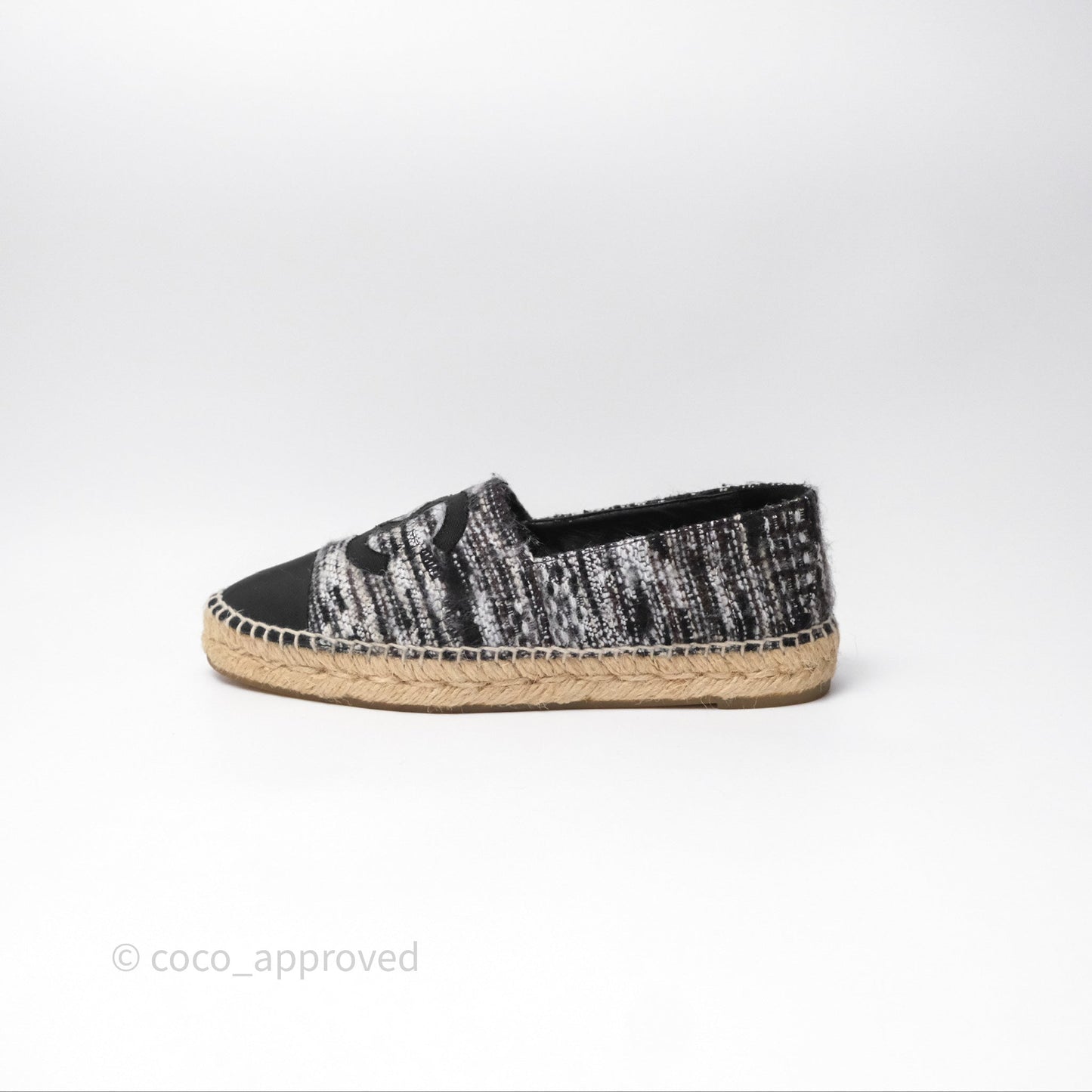 Chanel Espadrille Black Tweed Size 38
