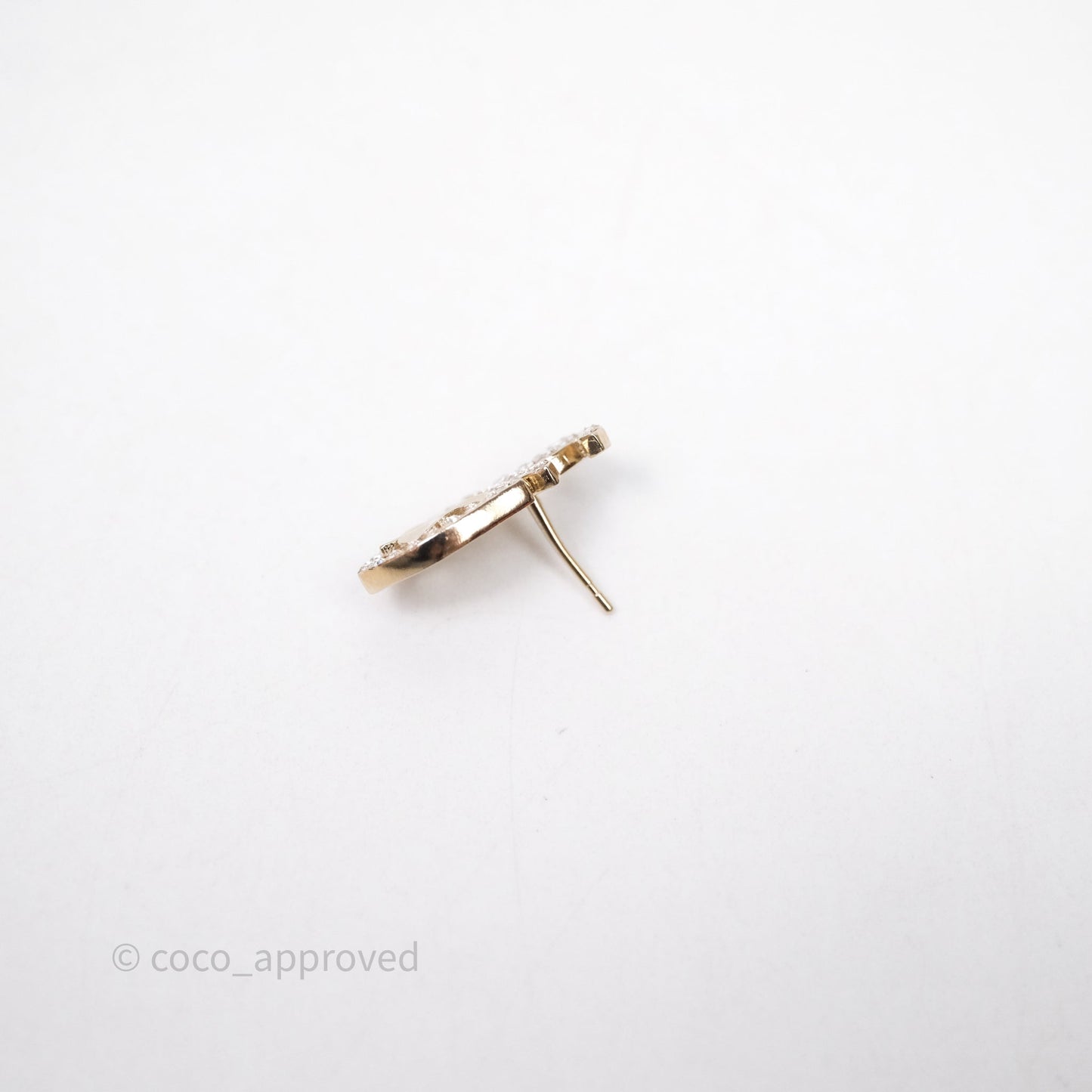 Chanel Crystal CC Clover Earrings Gold Tone 20B