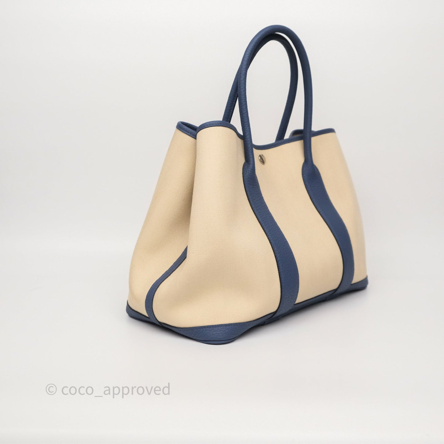 Hermès Garden Party 36 Toile Natural Canvas Blue