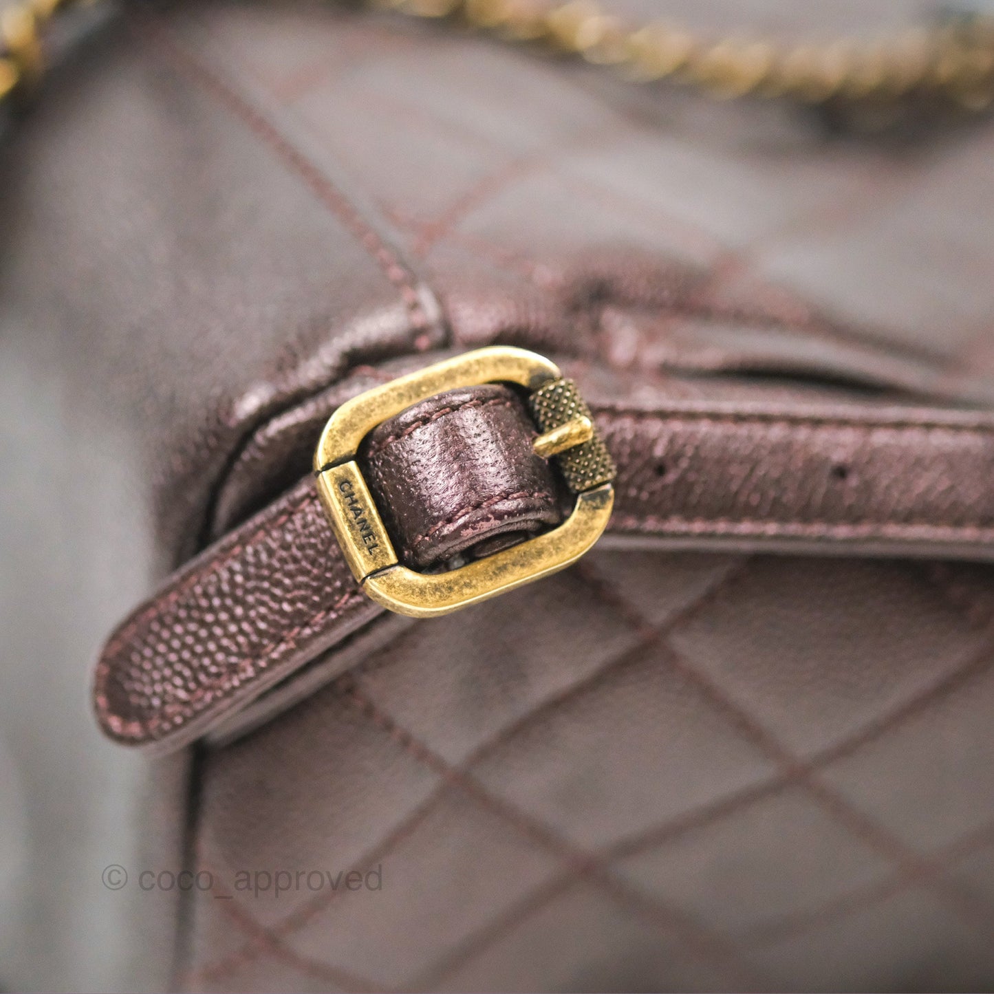 Chanel Quilted Filigree Backpack Iridescent Burgundy Caviar