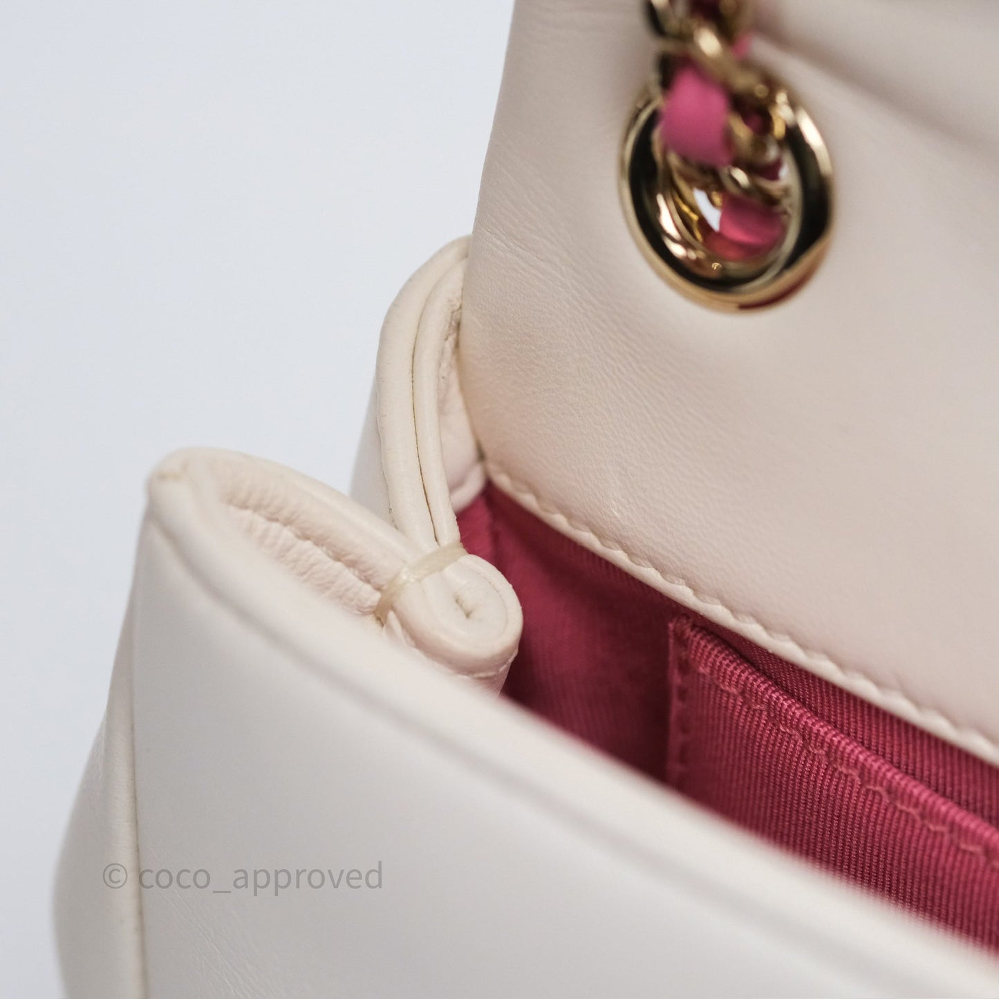 Chanel Small Entwined Chain Flap White Lambskin Gold Hardware