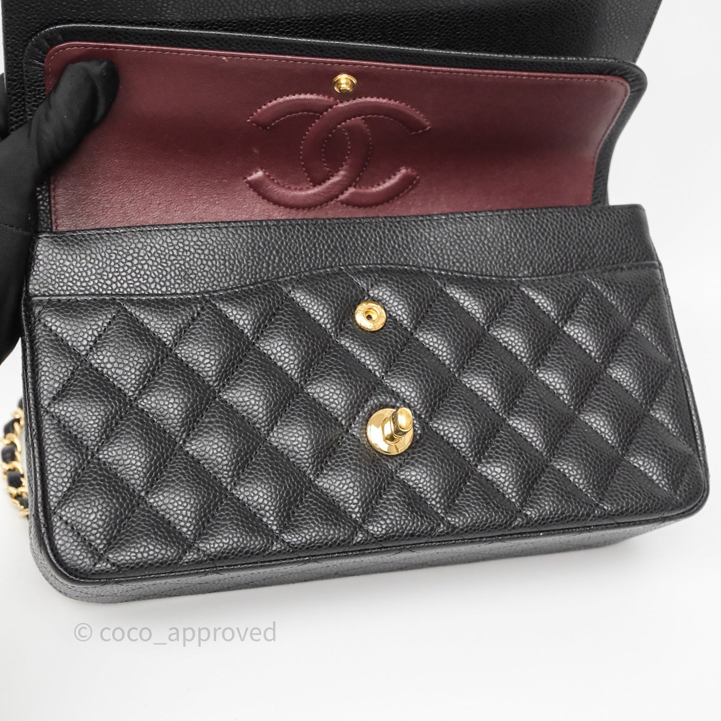 Chanel Classic M/L Medium Flap Quilted Black Caviar Gold Hardware
