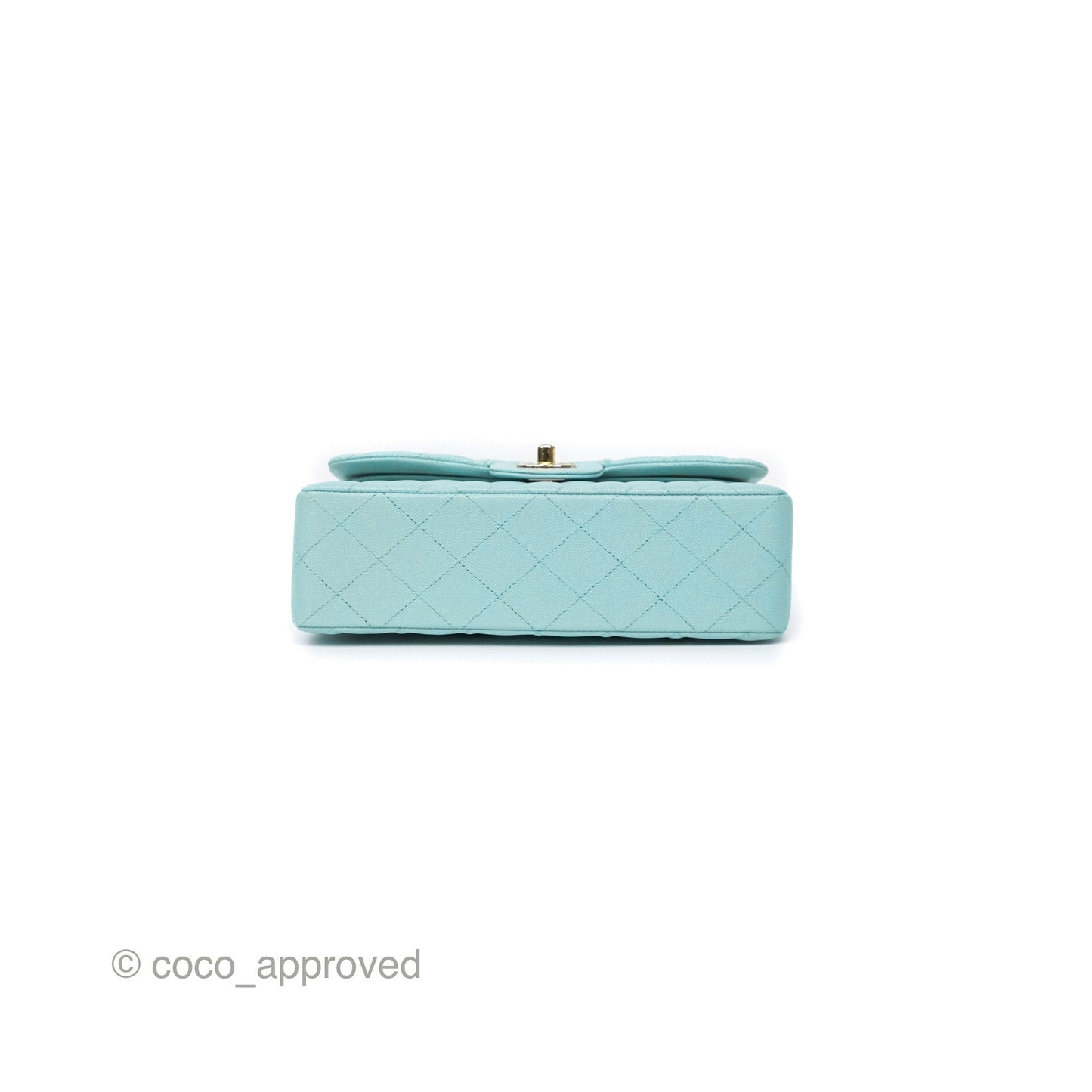 Chanel Small S/M Classic Flap Quilted Tiffany Blue Caviar Gold Hardware